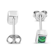 Abalone Shell Rectangle Silver Stud Earrings, e374st